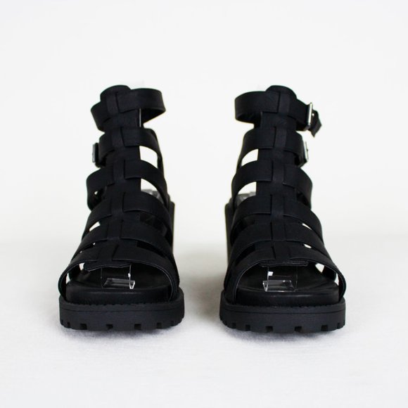 Dirty Laundry Fun Stuff Black Cage Chunky Heel Sandals - Picture 9 of 16